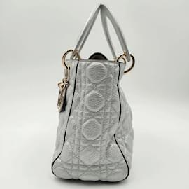 Dior-Dior Christian Dior Lady Dior soft bag in silver leather-Silvery