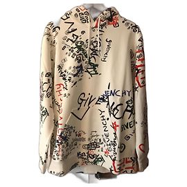 Givenchy Sudadera con capucha y graffiti en blanco roto Blanco