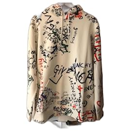 Givenchy-Givenchy Sudadera con capucha y graffiti en blanco roto-Blanco