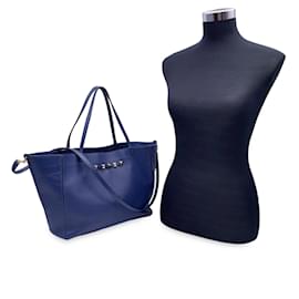 Valentino Garavani-Blue Leather Rockstud Tote Shoulder Bag-Blue