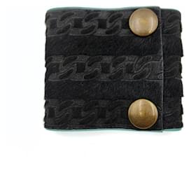 Chanel-Bracelet manchette en cuir et poulain Chanel-Noir