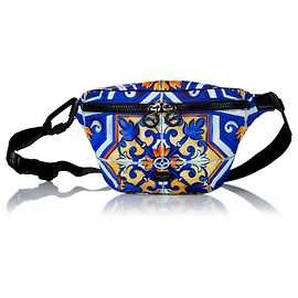 Dolce & Gabbana Bolsa de cinto de nylon com estampa azulejo azul Dolce&Gabbana Azul Multicor