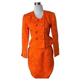 Dior Terno de saia Laranja Coral