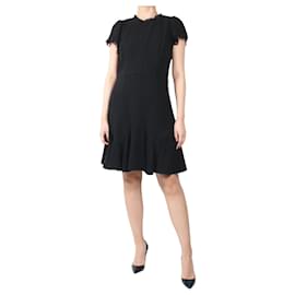 Rebecca Taylor-Black tweed lace knee length dress - size UK 10-Black