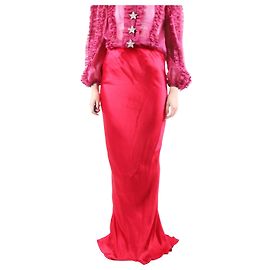 Ralph Lauren Maxirock aus roter Seide – Größe UK 10 Rot