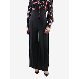 Diane Von Furstenberg-Black lips printed long-sleeved jumpsuit - size UK 8-Black