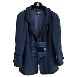 Chanel-Tweed-Jacke aus der Roboterkollektion-Marineblau