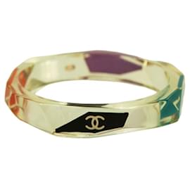 Chanel-CHANEL CC Logo Bangle Bracelet In Clear Resin & multicolor hexagonal cuff-Multiple colors