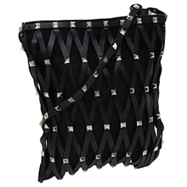 Valentino-VALENTINO Studs Shoulder Bag Leather Black Auth 47065-Black