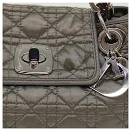 Christian Dior-Christian Dior Canage Hand Bag Nylon Gray Auth bs6669-Grey
