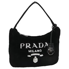 Prada-PRADA Terry Hand Bag Fabric Black White Auth 47379a-Black,White