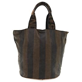 Fendi-FENDI Sac à main en toile Pecan Nylon Marron Noir Auth yb256-Marron,Noir