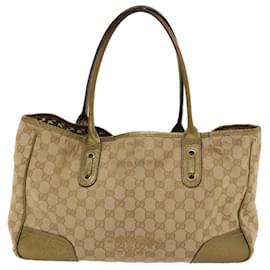 Gucci-GUCCI GG Canvas Shoulder Bag Leather Beige Gold 168805 auth 47525-Beige,Golden