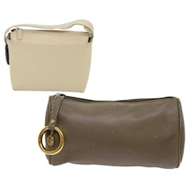 Gucci-GUCCI Hand Bag Clutch Bag Leather 2Set Beige Gray Auth bs6682-Beige,Grey