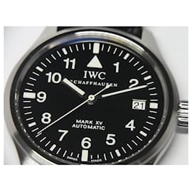 IWC-Marque de montre d'aviateur IWC15 ceinture en cuir noir Spécification 3253-001 Pour des hommes-Argenté