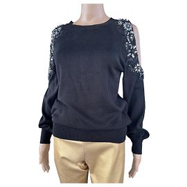 Topshop Malha de Viscose Preta Preto