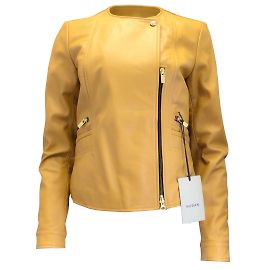 Hogan Mustard Yellow calf leather Leather Jacket Yellow