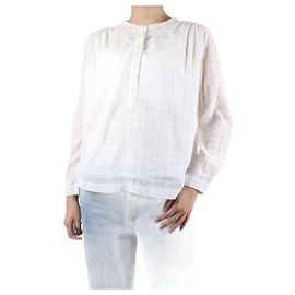 Soeur White tonal check blouse - size UK 8 White