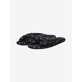 Balenciaga-Black reflective Bb-print padded-jersey slippers - size EU 38.5-Blue
