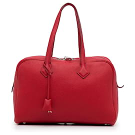 Hermès-Hermes Red Taurillon Clemence Victoria II 35-Red