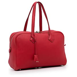 Hermès-Hermes Red Taurillon Clemence Victoria II 35-Red