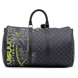 Louis Vuitton-Louis Vuitton Black Damier Cobalt Keepall Bandouliere-Black