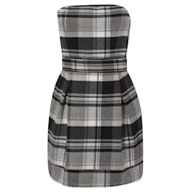 French Connection-FRENCH CONNECTION Womens Black Grey Plaid Tartan Checked Wool Dress UK 8-Black,White,Grey