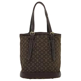 Louis Vuitton-LOUIS VUITTON Monogram Mini Lin Bucket PM Shoulder Bag Brown M95226 auth 47159-Brown
