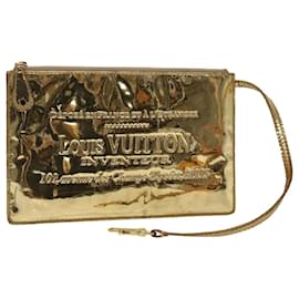 Louis Vuitton-LOUIS VUITTON Monograma Miroir Pochette Plat Clutch Bag Ouro M95278 auth 47184-Dourado