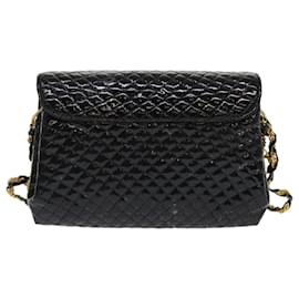 Bally-BALLY Chain Shoulder Bag Patent leather Black Auth bs6729-Black