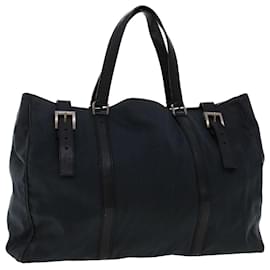 Prada-PRADA Tote Bag Canvas Leather Black Auth bs6724-Black
