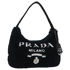 Prada-PRADA Terry Hand Bag Re Edition 2000 black White 1NE515 auth 47189a-Black,White