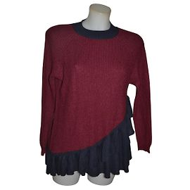 Asos sweater dark red and dark blue wool viscose nylon Dark red Dark blue