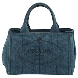 Prada-2-Way Denim Canvas Tote Bag Blue-Blue