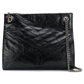 Borsa tote Monogram Yves Saint Laurent in pelle nera Nero