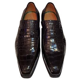 Silvano Lattanzi Alligator slipper Dark blue