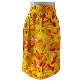 Gonna midi in seta Escada Gialla Multicolore Giallo
