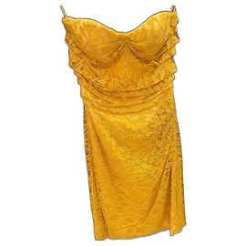 Robe bustier en dentelle jaune Dolce & Gabbana Jaune