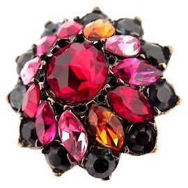 VINTAGE YVES SAINT LAURENT FLEUR RING MIT MEHRFARBIGEN STRASS 57 BLUMENRING Mehrfarben