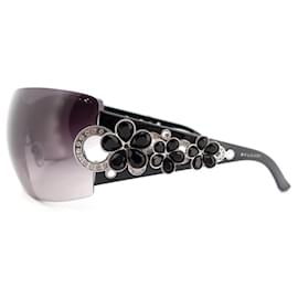 Bulgari-NEUF LUNETTES DE SOLEIL BULGARI FLEURS ET STRASS 652-B MASQUE SUNGLASSES-Noir