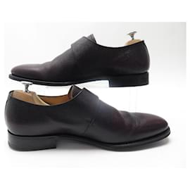 Church's-CHURCH'S BAMPTON SHOES 10.5F 44.5 BERBY WITH BUCKLE BORDEAUX LEATHER SHOES-Dark red