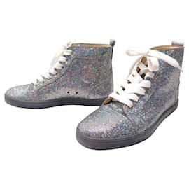 Christian Louboutin-NEW CHRISTIAN LOUBOUTIN BIP BIP SHOES 36 SEQUIN SNEAKERS SNEAKERS-Silvery