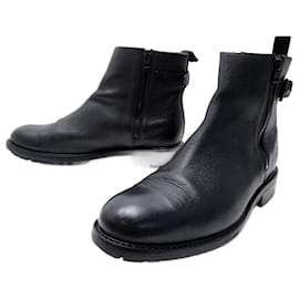 Heschung-HESCHUNG SHOES ANKLE BOOTS 8.5 42.5 BLACK LEATHER BUCKLE BOOTS SHOES-Black