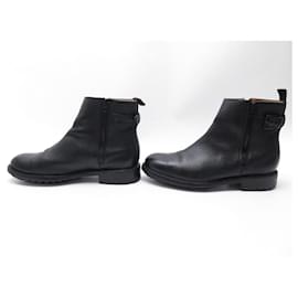 Heschung-HESCHUNG SHOES ANKLE BOOTS 8.5 42.5 BLACK LEATHER BUCKLE BOOTS SHOES-Black