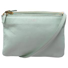 Céline-SAC A MAIN CELINE POCHETTE TRIO PM CUIR VERT MENTHE BANDOULIERE HAND BAG-Vert