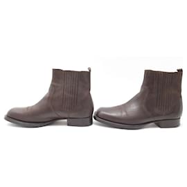 Hermès-HERMES CHELSEA ANKLE SHOES 44 BROWN LEATHER BOOTS-Brown