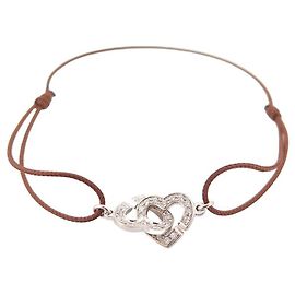 PULSERA DE CORDÓN FORRADA DINH VAN CORAZÓN R9 14 EN 20 CM ORO BLANCO DIAMANTES Plata