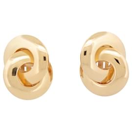 Christian Dior-VINTAGE EARRINGS CHRISTIAN DIOR INTERLACED RINGS CLIP GOLD EARRINGS-Golden