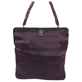 Burberry-Burberry handbag 23458 PURPLE SATIN AND LEATHER PURPLE SHOULDER HANDBAG-Purple