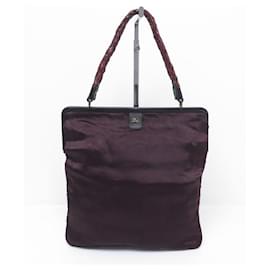 Burberry-Burberry handbag 23458 PURPLE SATIN AND LEATHER PURPLE SHOULDER HANDBAG-Purple